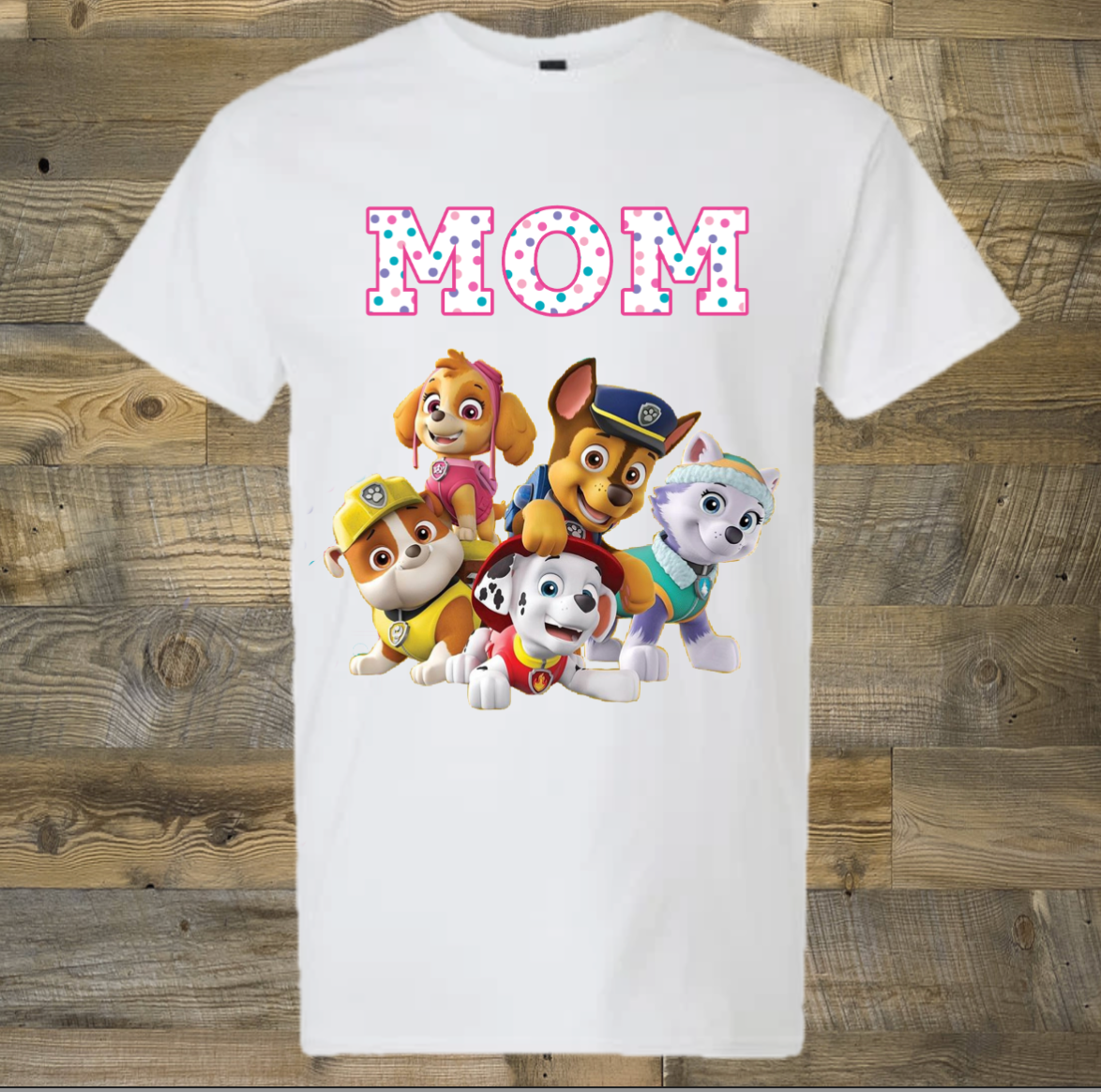 WOMENS Short Sleeve White Birthday Tshirt | "MOM" Paw Patrol Tshirt NEW! (Copy)