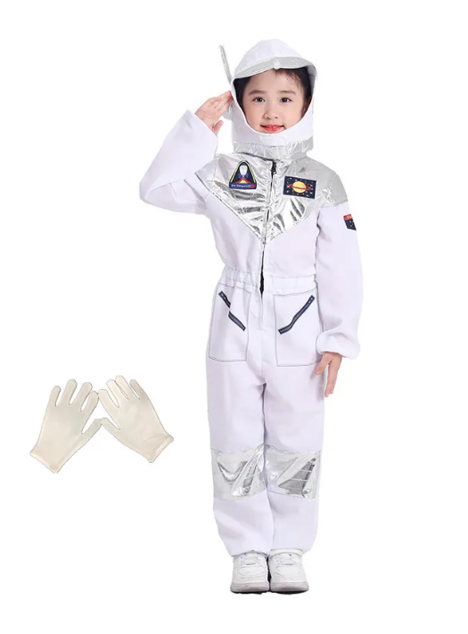 Boys Child ASTRONAUT Costume | ASTRONAUT One Piece Costume with Hood & Gloves