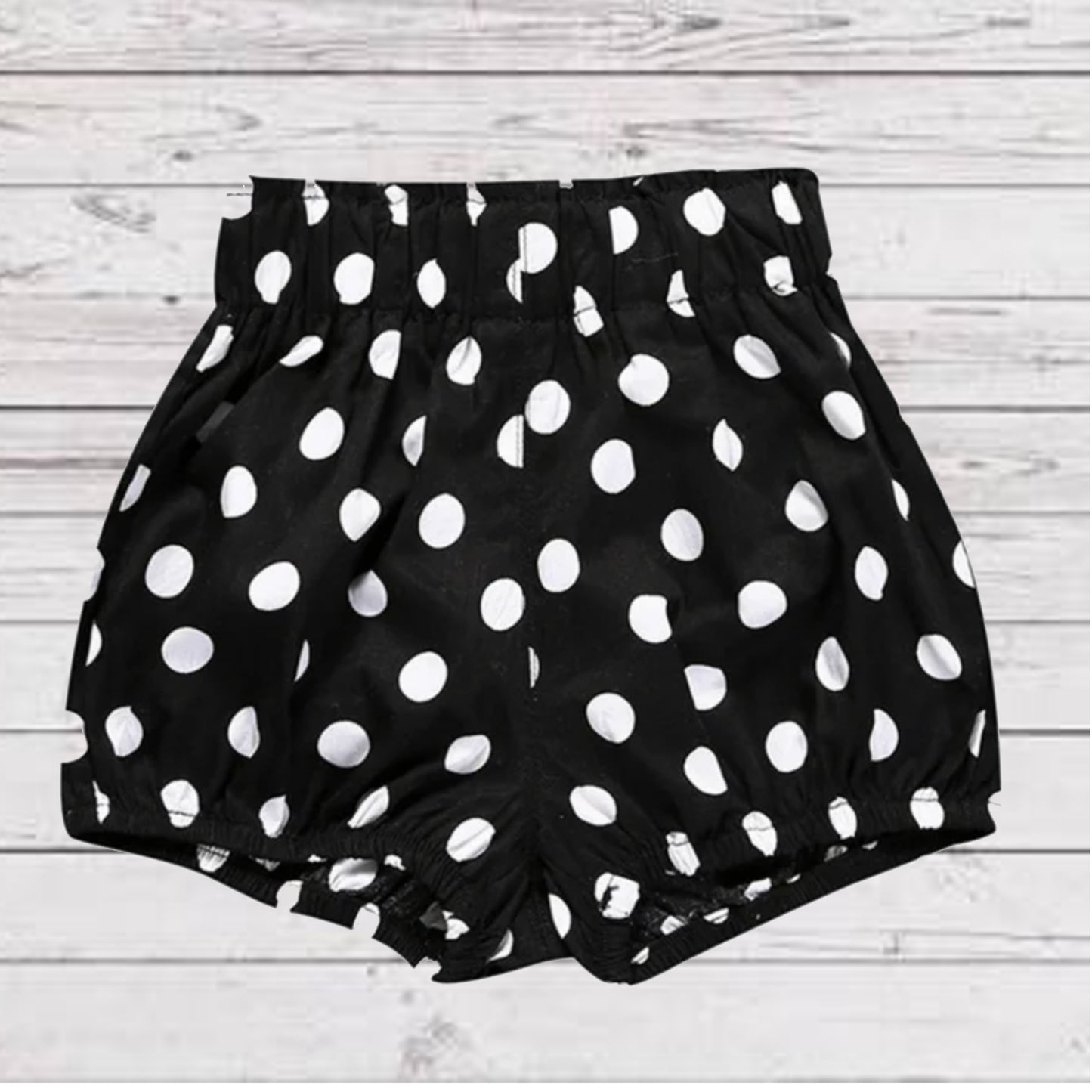 Baby Girls Black with White Polkadot Bloomers | Cotton High Waisted Diaper Cover | ADORABLE!
