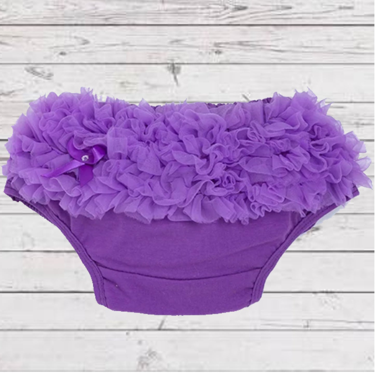 Baby Girls PURPLE Ruffled Bloomers | Cotton Diaper Cover with Tulle Ruffles | ADORABLE!