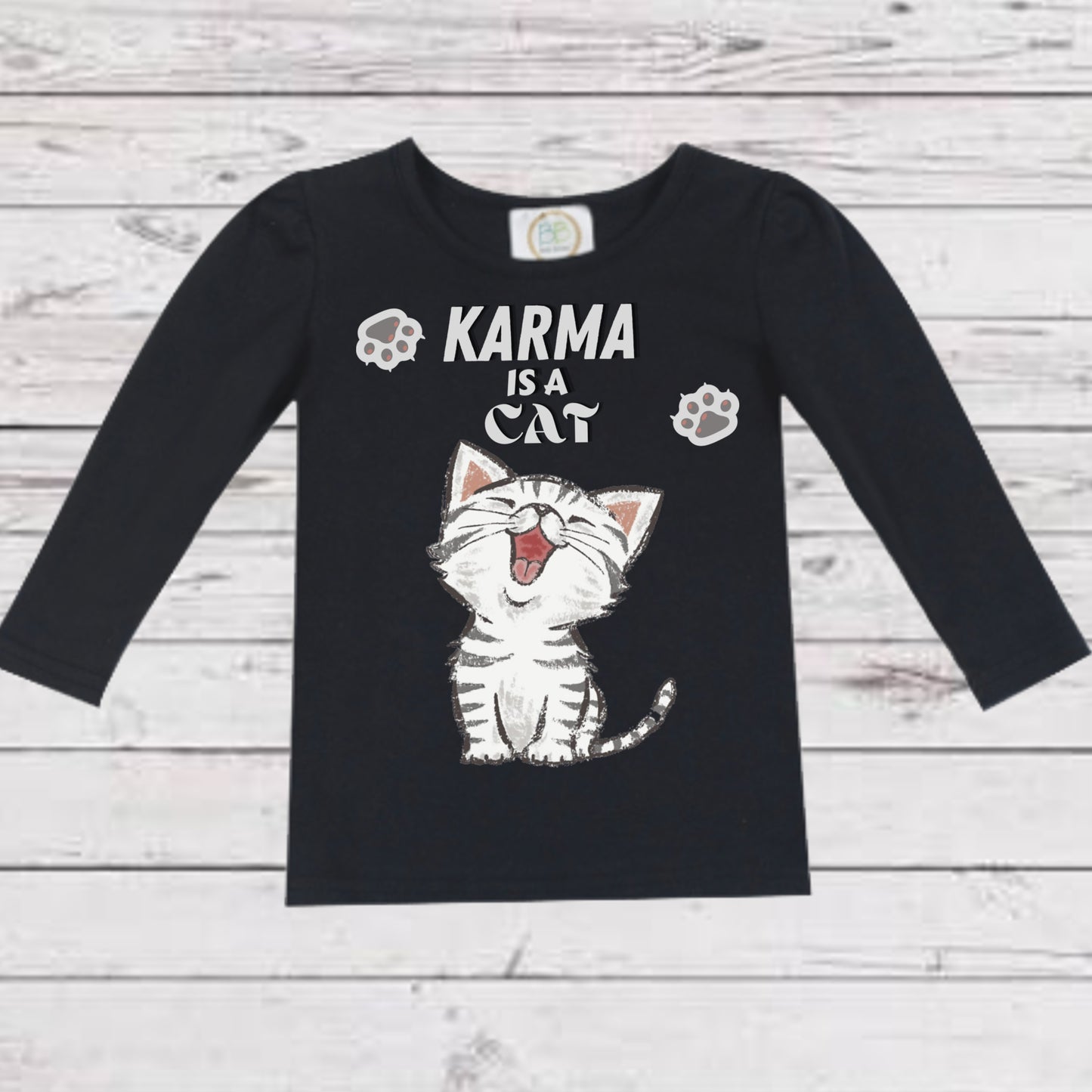 Toddler Girls "KARMA IS A CAT" Black Tshirt | SWIFTIE Long Sleeve Shirt | $10 DEALS