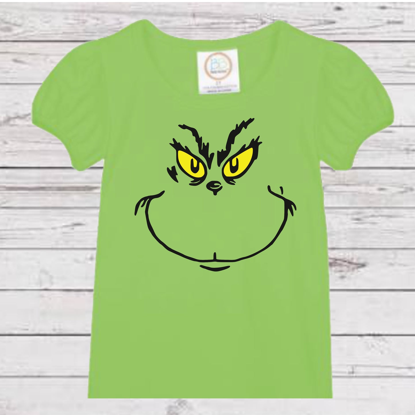 Girls Puff Sleeve GRINCH Tshirt | Green Furry Monster Short Sleeve Costume Shirt | GRINCH HALLOWEEN!