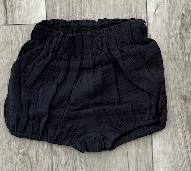 Baby Girls Black Gauze Bloomers | Black Very Soft High Waisted Diaper Cover  | ADORABLE!