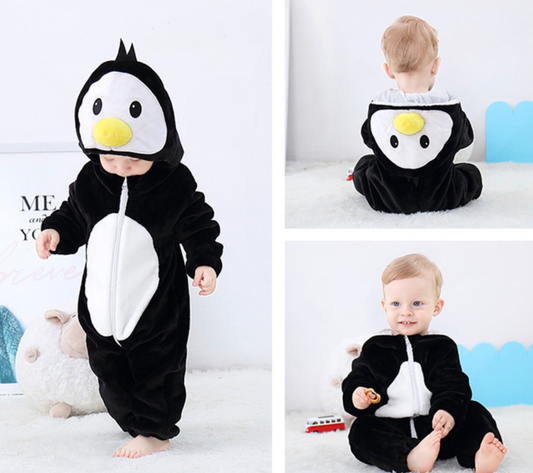 Baby Toddler Halloween PENGUIN Costume | Hooded Long Sleeve Soft Halloween Costume One Piece PENGUIN | ADORABLE!