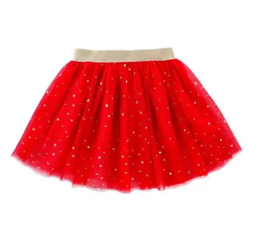 Girls Red with Tiny Gold Stars Tutu | Red & Glitter Gold Color Toddler Tutu | CLEARANCE!