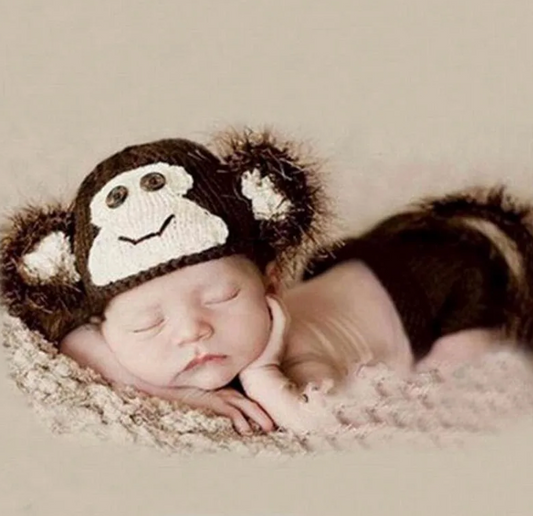 BABY Crochet MONKEY Photo Prop Outfit | Newborn MONKEY Costume | Outfit Includes Hat and Bloomers with Tail