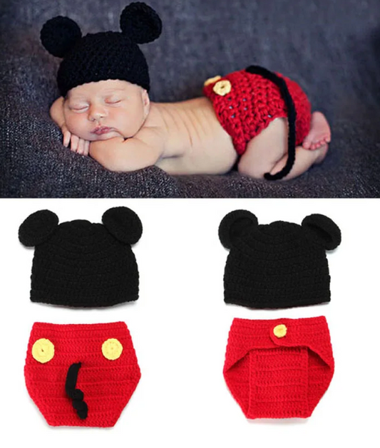 BABY Crochet MICKEY MOUSE Photo Prop Outfit | Newborn MICKEY Hat & Matching Bloomers| ADORABLE!