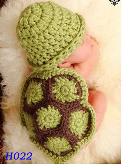 BABY Girls BOYS Crochet TURTLE 2 Piece Photo Prop Outfit | Newborn GREEN Turtle Costume | Outfit Includes Hat & Turtle Shell