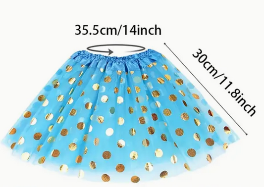 Girls TURQUOISE Layered Tutu | Girls Toddler DANCE Tutu with Gold Glitter Dots | Great for Over Dance Leotard (Copy) (Copy)