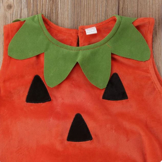 Baby Toddler Halloween PUMPKIN 2 Piece Costume | Sleeveless Pumpkin Halloween Costume | Adorable!