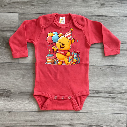 Baby Toddler Girls WINNIE THE POOH Birthday Onesie | Winnie the Pooh Red Long Sleeve Birthday Onesie | $10 SALE!