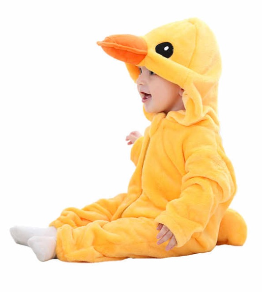 Baby Toddler Halloween YELLOW DUCK One piece Costume | Hooded Long Sleeve BABY CHICK Halloween Costume | Adorable!