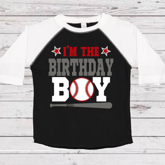 Baby Toddler Boys Raglan BASEBALL Tshirt | White & Black Raglan I'm the Birthday Boy Shirt | Great Price! $10