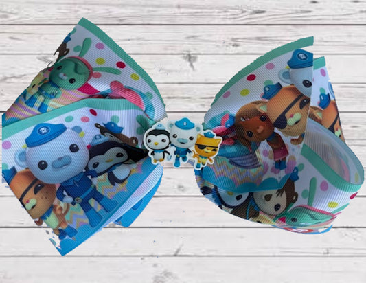 Baby Girls 8" Large Grosgrain Hair Bow with Alligator Clip | OCTONAUTS HAIR BOW | GREAT GIFT!