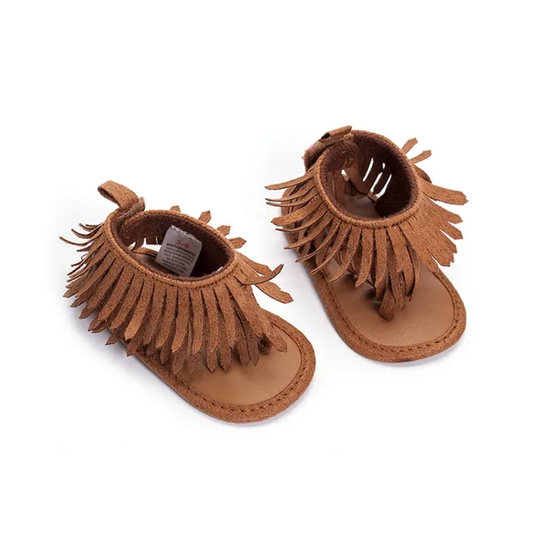 Baby Toddler Brown FRINGE Sandals | First Walkers Fringe Sandals | Great for Baby Gift!