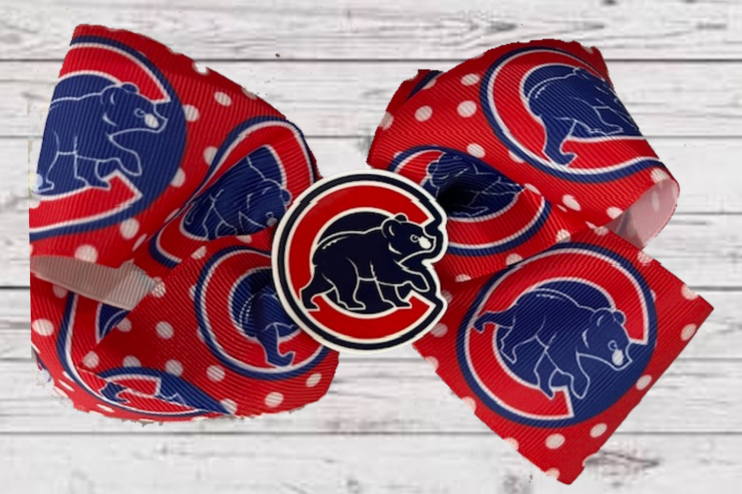 Baby Girls 6" Grosgrain Hair Bow with Alligator Clip | CHICAGO CUBS HAIR BOW | GREAT GIFT!