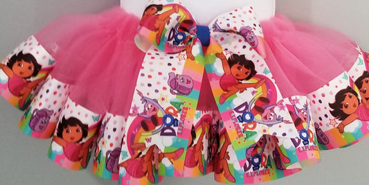 Girls DORA Birthday Ribbon Tutu Only | Dora the Explorer Birthday Skirt | Dora the Explorer Birthday Dress