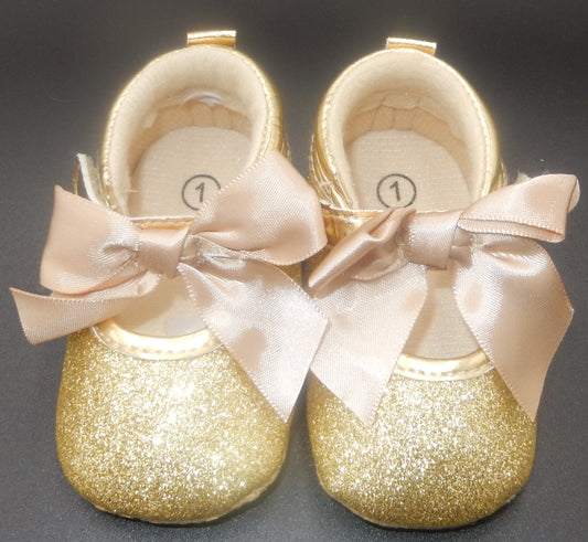 Baby Toddler Gold Glitter Shoes |  Girls First Walker Shiny Glitter Shoes | ADORABLE!