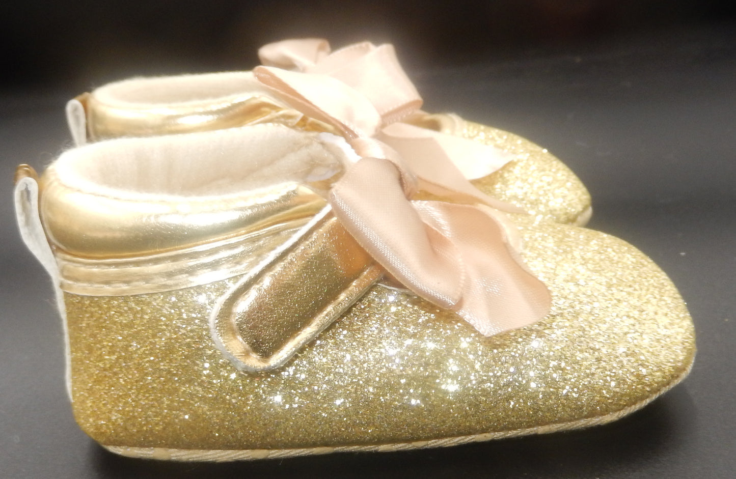 Baby Toddler Gold Glitter Shoes |  Girls First Walker Shiny Glitter Shoes | ADORABLE!