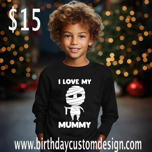 Baby Toddler Boys GLOW IN THE DARK Halloween Black Tshirt | I LOVE MY MUMMY LONG SLEEVE Shirt | So Cute!!