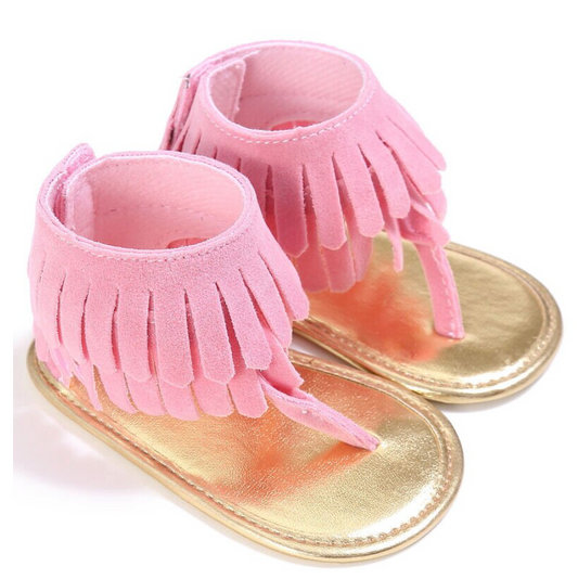 Baby Toddler Pink FRINGE Sandals | First Walkers Fringe Sandals | Great for Baby Gift!