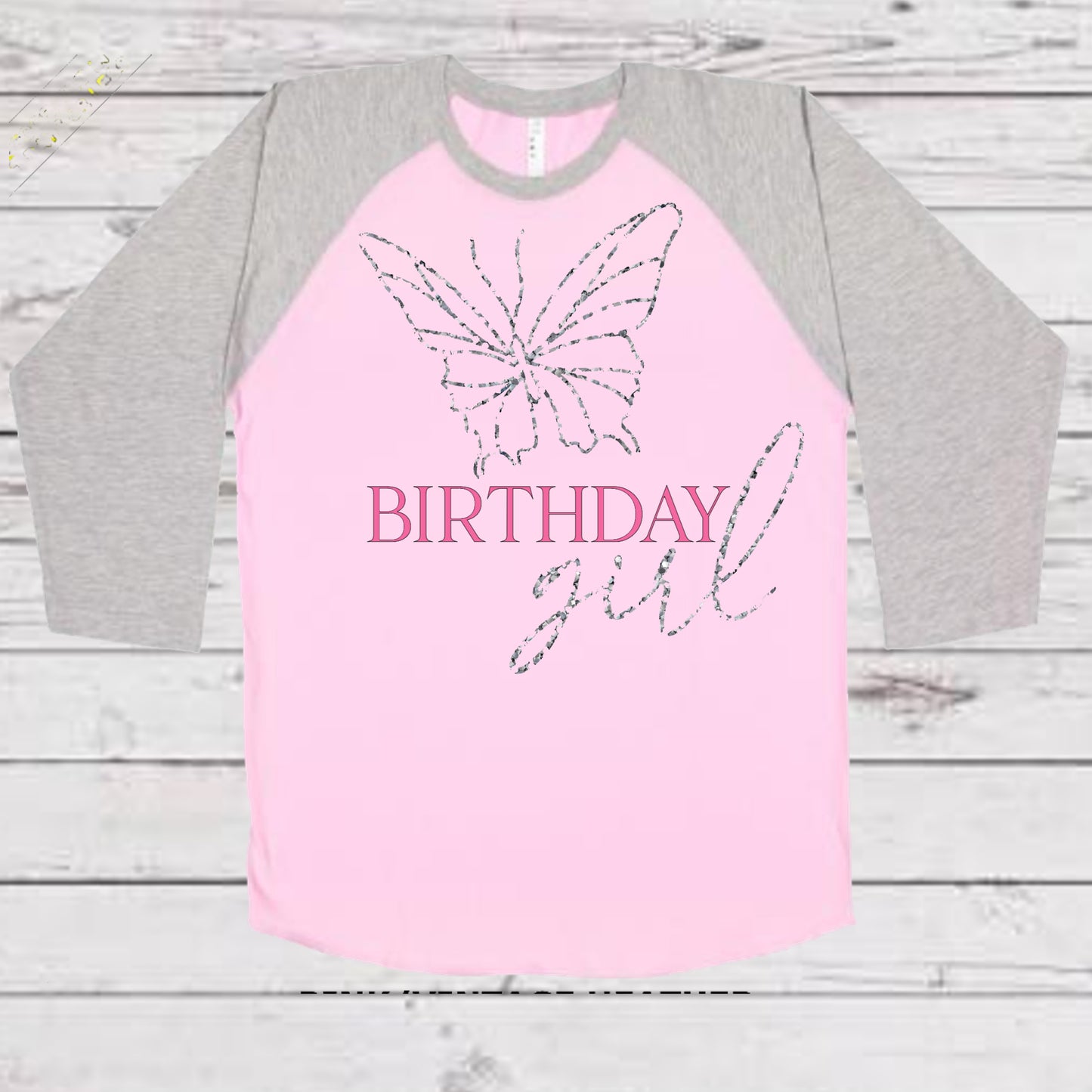 Baby Toddler Girls Raglan BIRTHDAY GIRL Tshirt | Gray & Pink Raglan BUTTERFLY Birthday Shirt | Great Price! $10