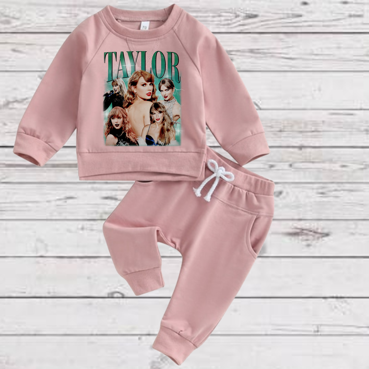 Baby Toddler Girls 4 Piece Mauve Taylor Swift SWEATSUIT | Era's Tour Sweatshirt & Sweatpants | Adorable!