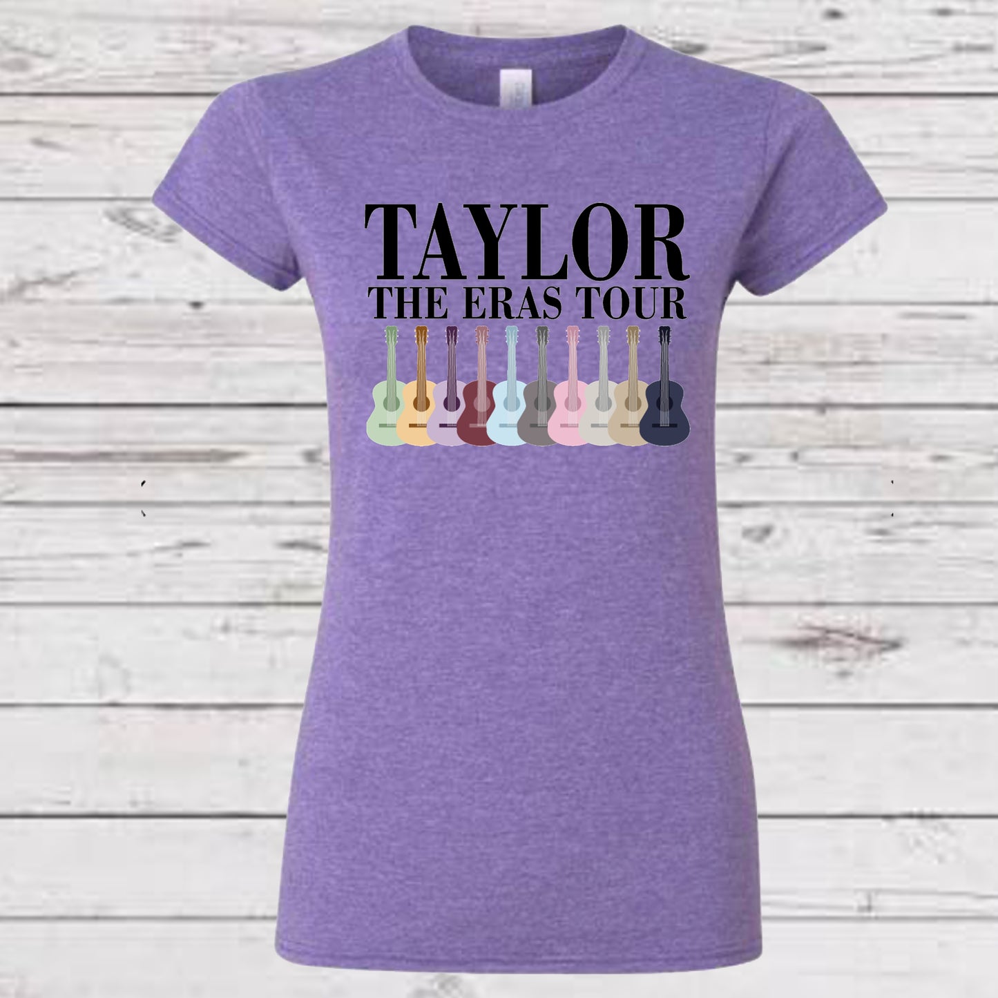 Womens Ladies Slim Fit Purple Short Sleeve BELLA Brand The Taylor Guitar Tshirt