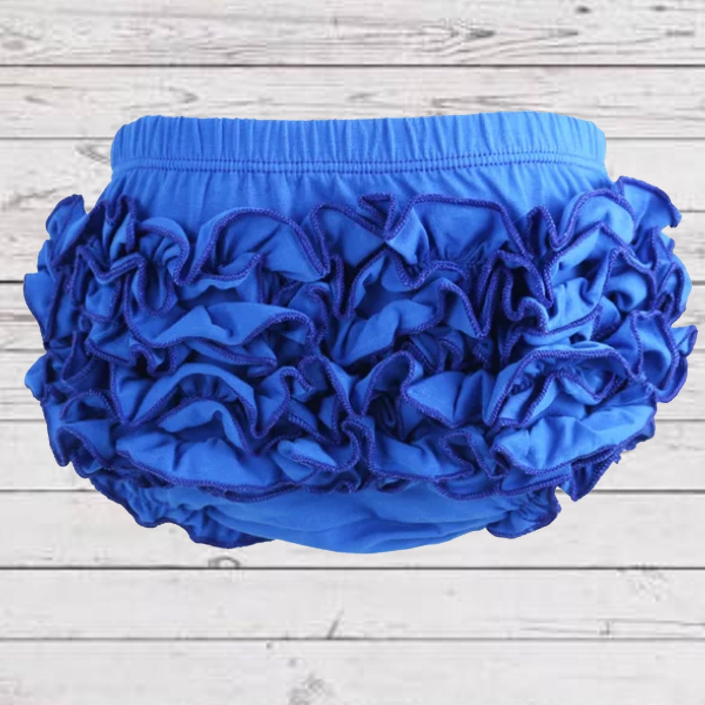 Baby Girls Royal Blue Ruffled Bloomers | Cotton Diaper Cover with Satin Ruffles | ADORABLE!