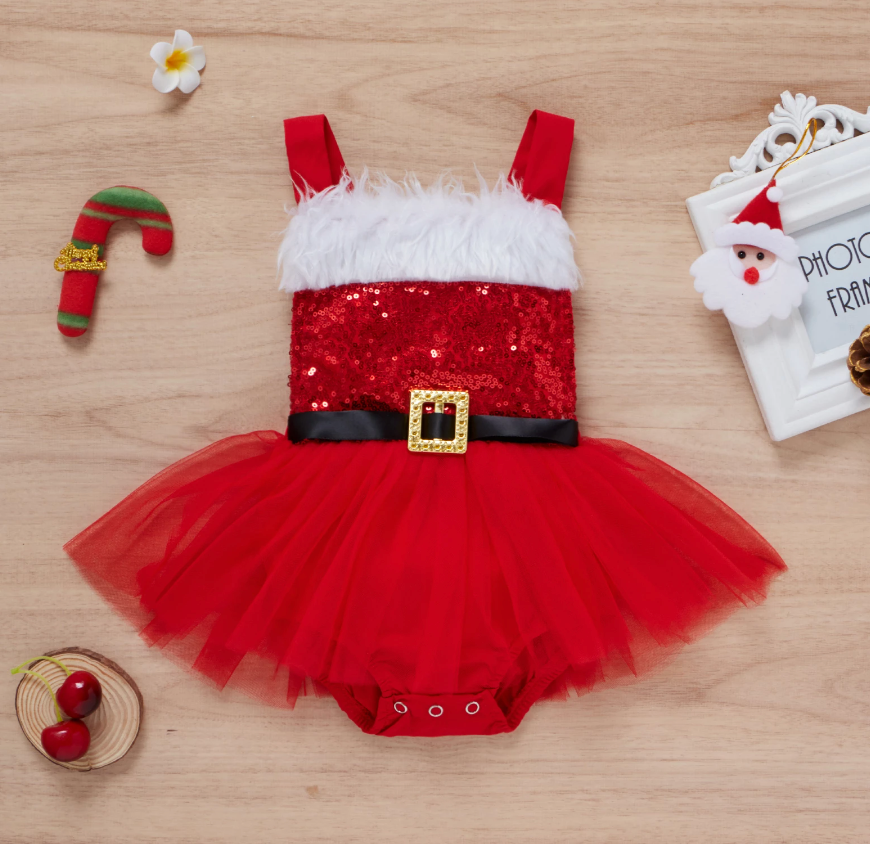 Christmas Baby Sequin Bodysuit Dress | Newborn Toddler Christmas Romper | GRINCH PHOTO Prop (Hat Not Included) CLEARANCE!