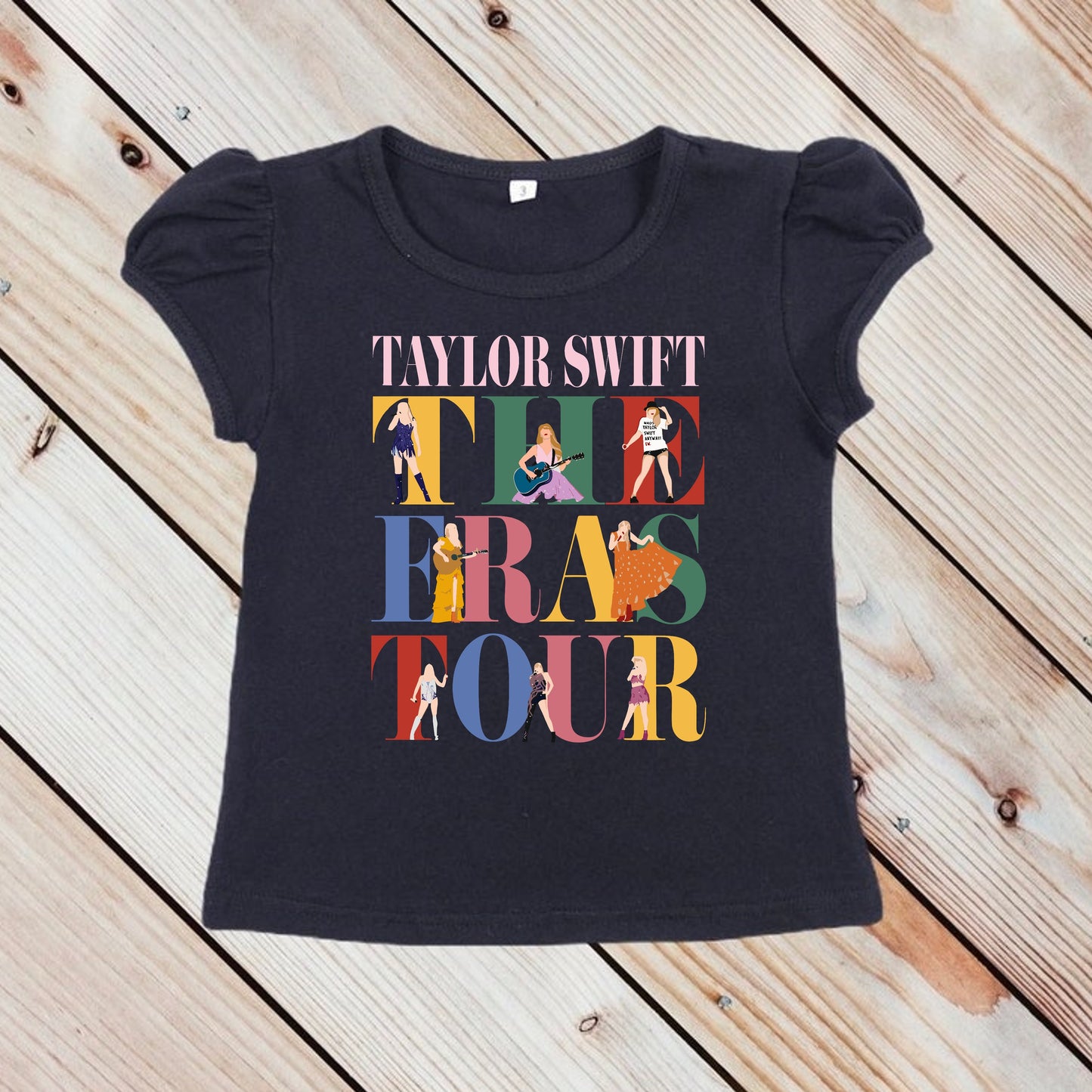 Toddler Girls "ERA'S TOUR" Black Tshirt | SWIFTIE Short Sleeve Shirt | $10 DEALS