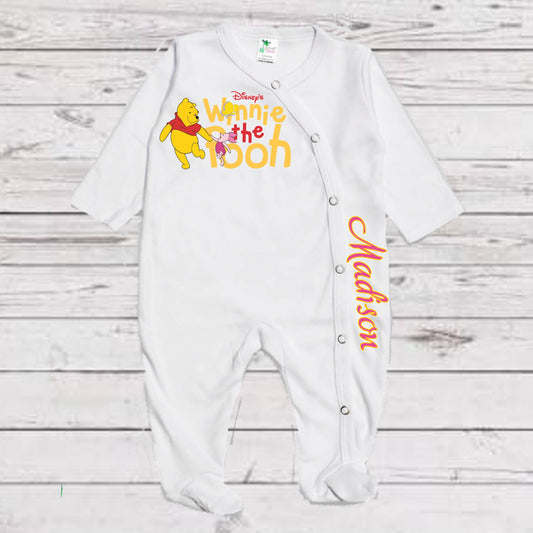 Baby Toddler Boys Girls WINNIE THE POOH White Sleeper | Winnie the Pooh Long Sleeve Baby Newborn Sleeper | Personalized