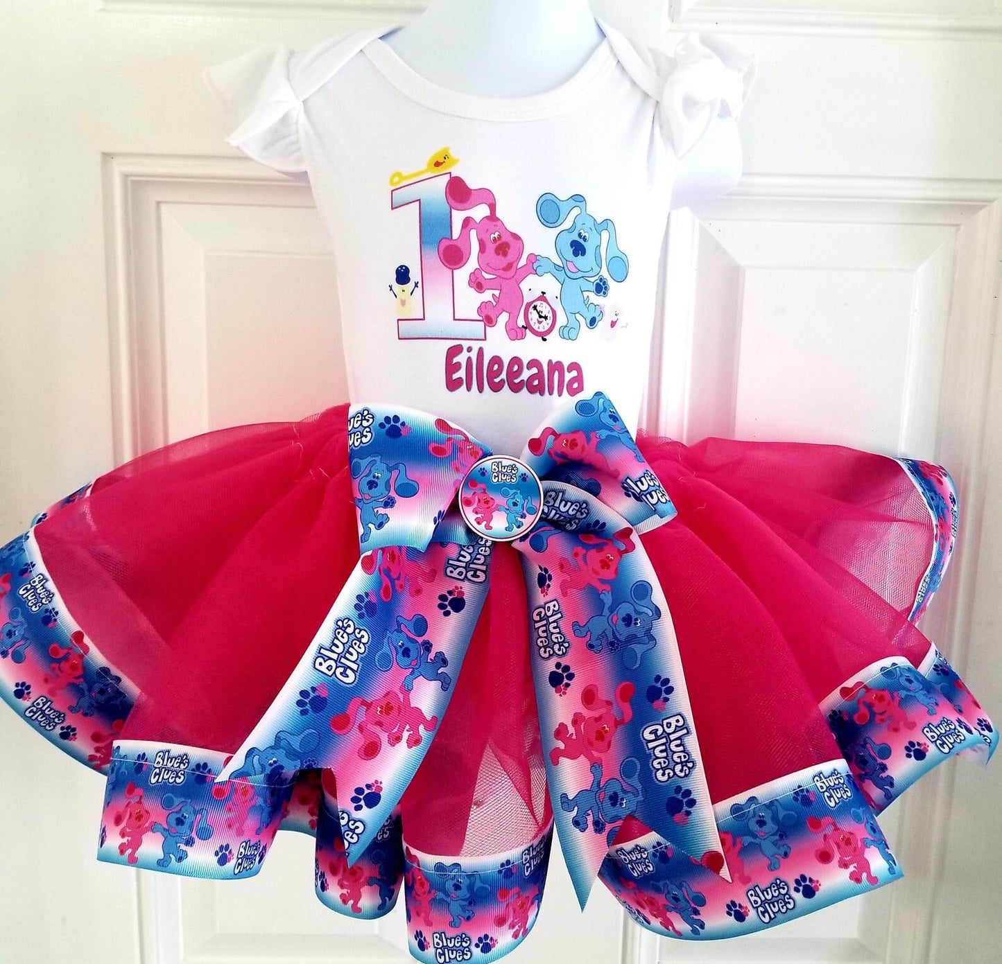 Girls BLUES CLUES 3 Piece Tutu Outfit | Blues Clues Ribbon Tutu, Tshirt or Onesie and Matching Hair Bow | Adorable!
