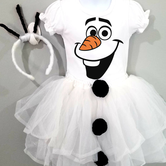 Girls 3 Piece OLAF Costume Tutu Outfit  Costume | Includes Tutu, Tshirt or Onesie and Matching Headband