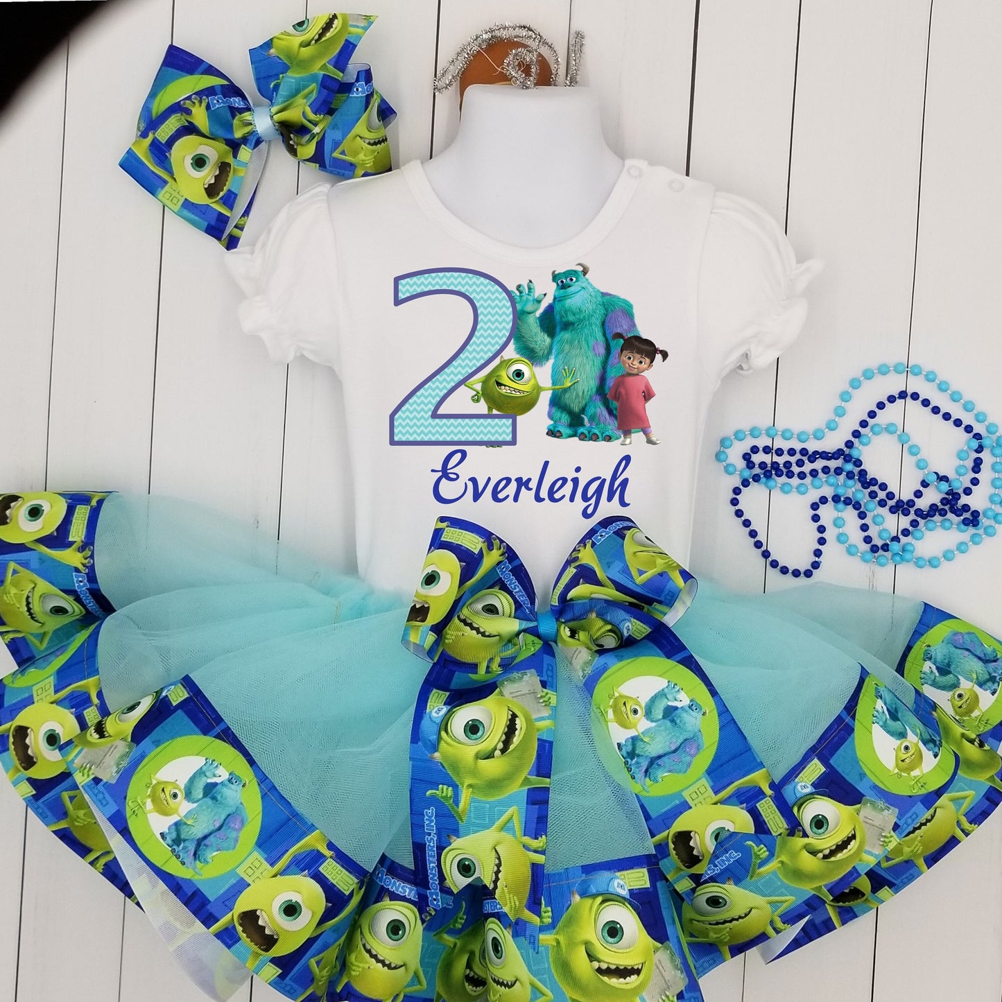 Girls MONSTERS INC 3 Piece Birthday Tutu Outfit | Sully, Mike and Boo Birthday Dress | Free Shipping!