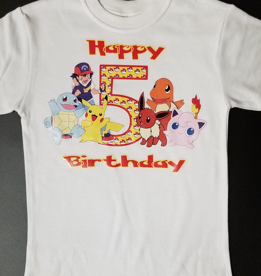 Baby Toddler Boys POKEMON Birthday Tshirt | PIKACHU Charizard Gengar White Birthday Shirt | Adorable!