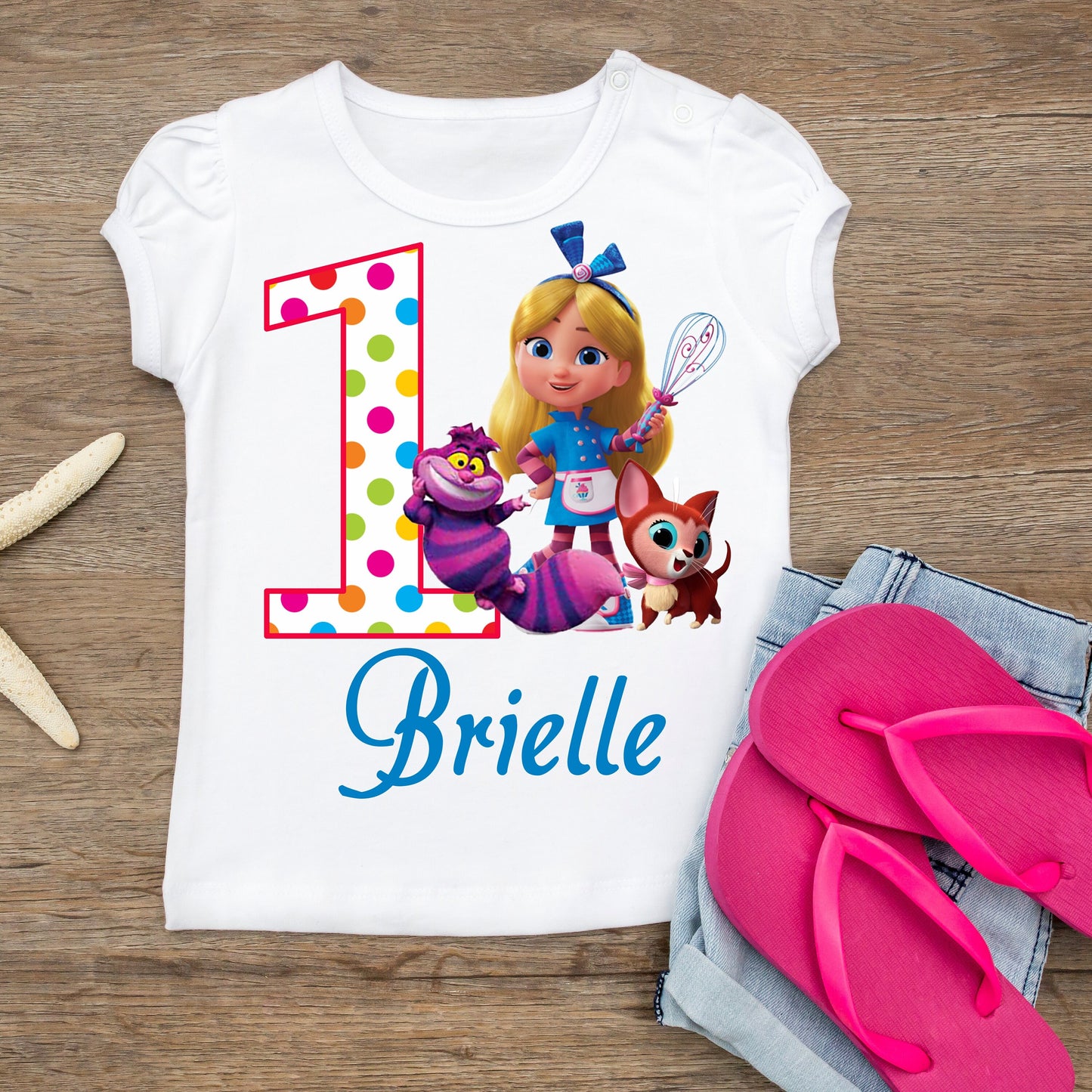 Baby Toddler Girls ALICE BAKERY Birthday Tshirt | Alice in Wonderland White Puffed Sleeve Birthday Shirt | Adorable!