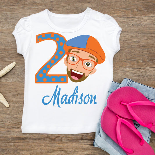 Baby Toddler GIRLS BLIPPI Birthday Tshirt | BLIPPI White Birthday Shirt | Adorable!