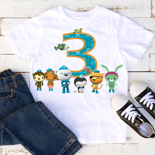 Baby Toddler Boys OCTONAUTS Birthday Tshirt | TWEAK KWAZII Captain Barnacles White Birthday Shirt | Adorable!