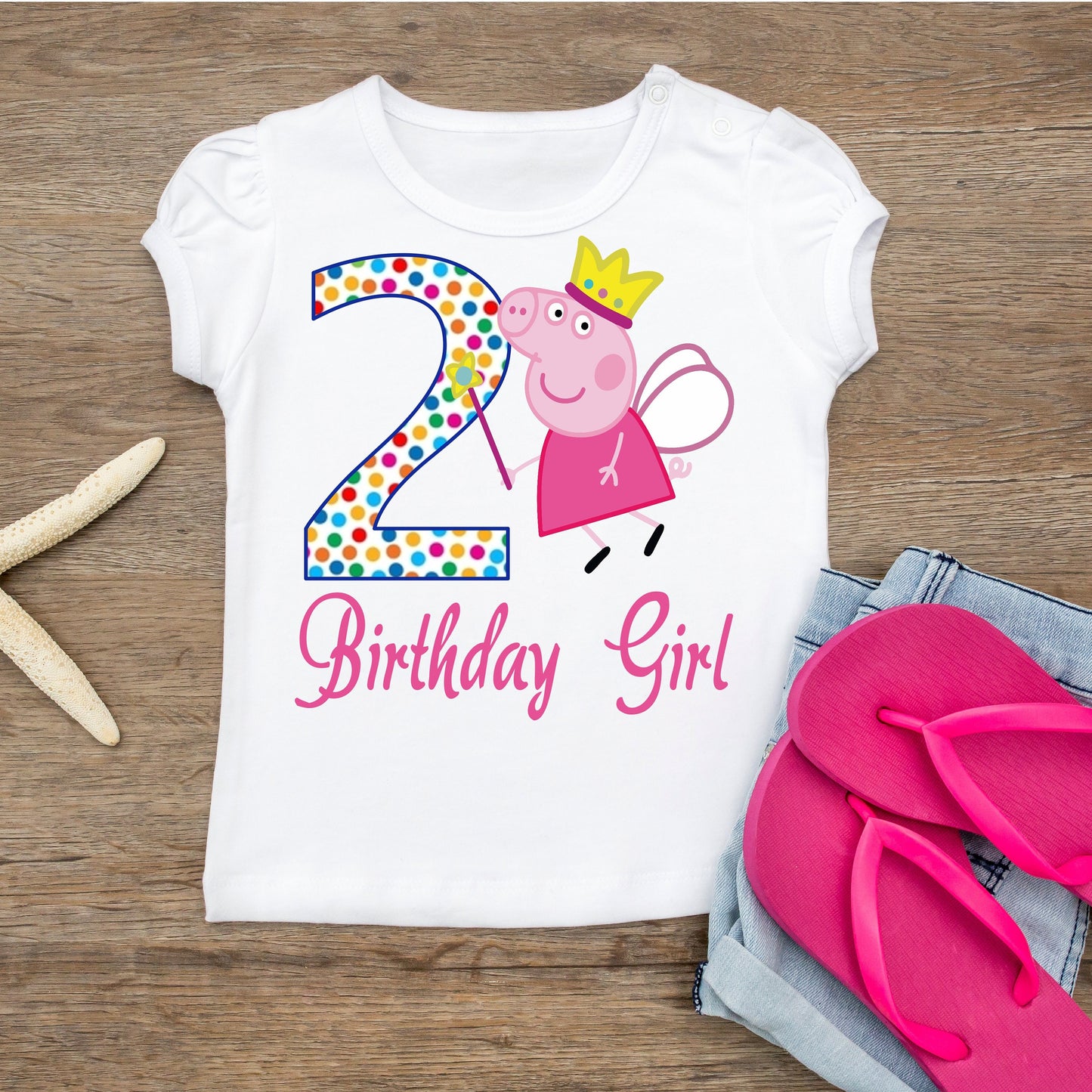 Baby Toddler Girls PEPPA PIG Birthday Tshirt | PEPPA White Puffed Sleeve Birthday Shirt | Adorable!