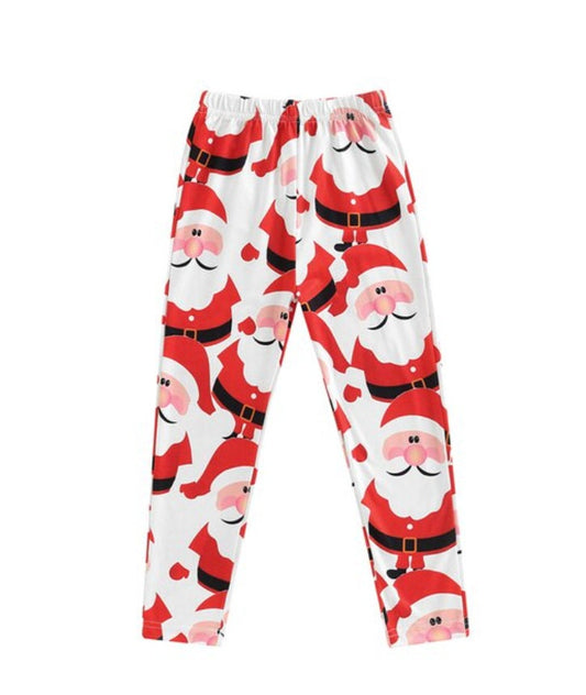 Girls Christmas LEGGINGS | CLEARANCE SALE | White Knit Santa Claus Joggers | Christmas Clearance 60% Off!