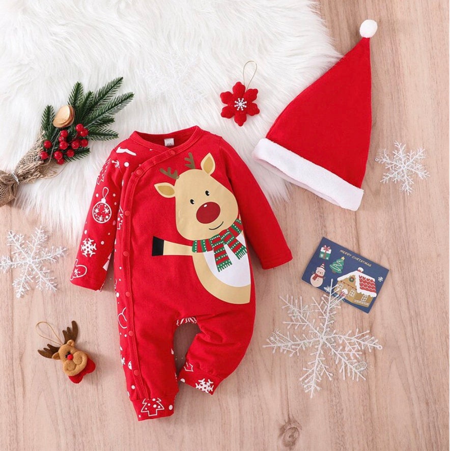 Christmas Reindeer Sleeper | CLEARANCE SALE | One Piece Soft Baby Sleeper | Christmas Clearance 60% Off!