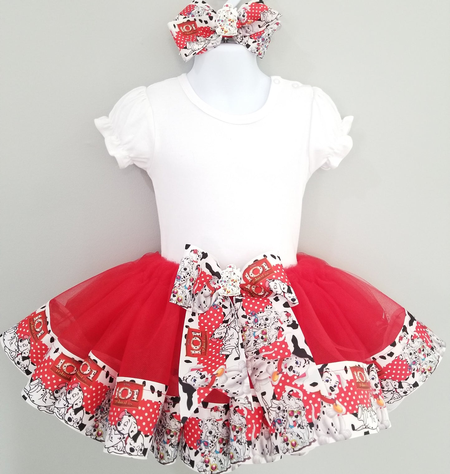 Girls 101 Dalmatian Tutu & Hair Bow Only | Dalmatian Ribbon Tutu | Adorable!