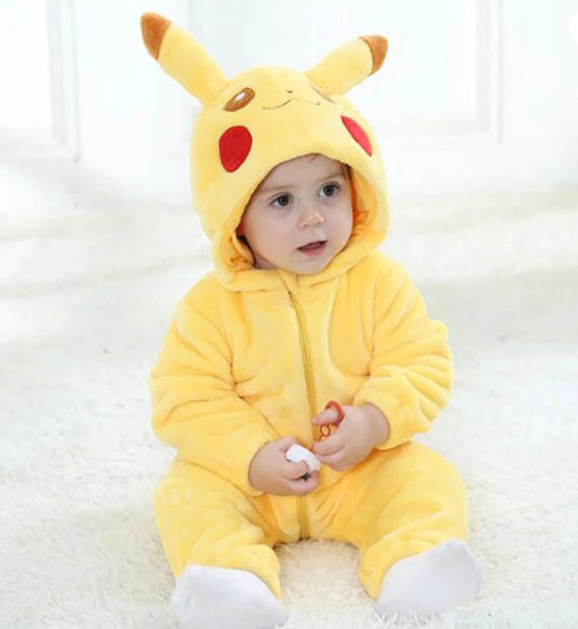 Baby Toddler Halloween PIKACHU One piece Costume | Hooded Long Sleeve Pokemon Pikachu Halloween Costume | Adorable!