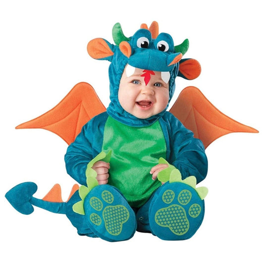 Baby Toddler Halloween DINOSAUR One piece Costume | Hooded Long Sleeve Cartoon Dino Halloween Costume | Adorable DRAGON Costume!