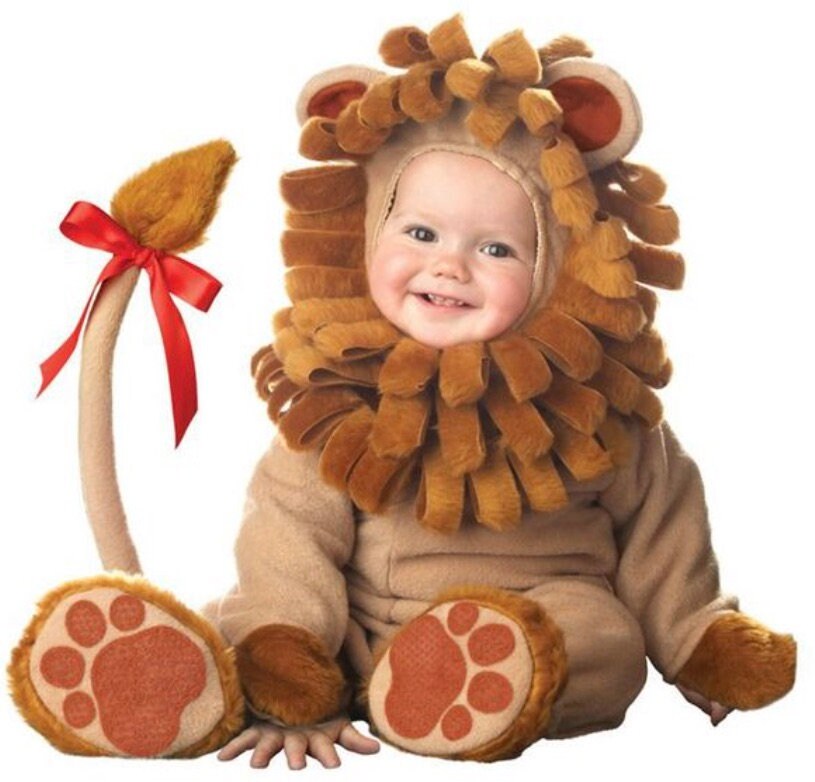 Baby Toddler Halloween LION One piece Costume | Hooded Long Sleeve Soft Lion Halloween Costume | Adorable!