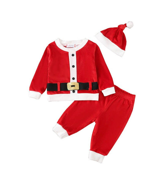 Christmas Velour 3 Piece Santa Claus Outfit | CLEARANCE SALE | Soft Red Velvet Santa Costume | Christmas Clearance 60% Off!