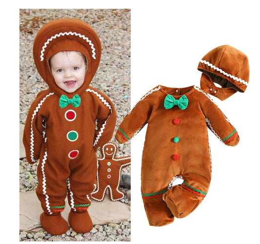 Christmas Velour GINGERBREAD Outfit | CLEARANCE SALE | One Piece Soft Velvet Gingerbread Costume with Hat | Christmas Clearance 60% Off!