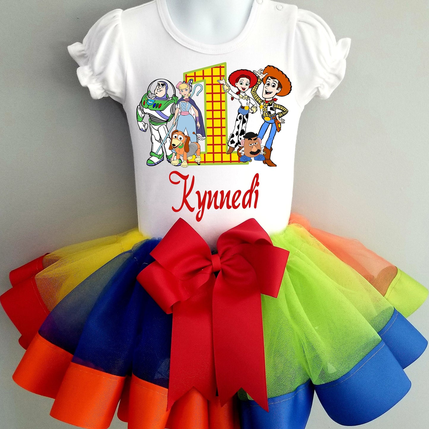 Girls TOY STORY 3 Piece Ribbon Tutu Outfit | Buzz Woody Jessie Ribbon Tutu, Tshirt or Onesie and Matching Cowboy Hat | Adorable!