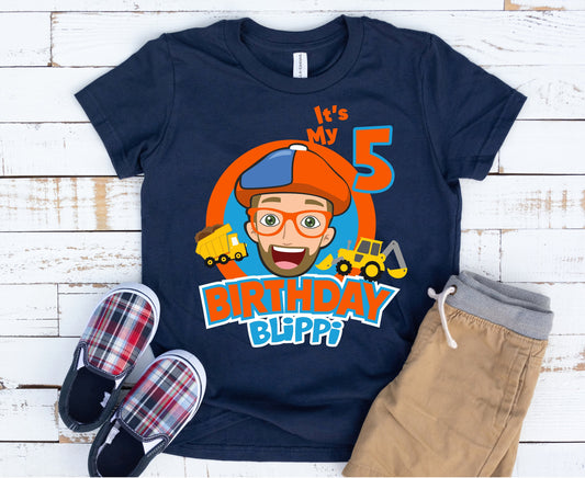 Baby Toddler Boys BLIPPI Birthday Tshirt | BLIPPI Navy Blue Birthday Shirt | Adorable!